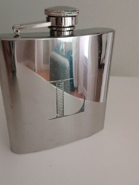 Unused 6 Ounce Stainless Steel Flask With Screw-on Cap